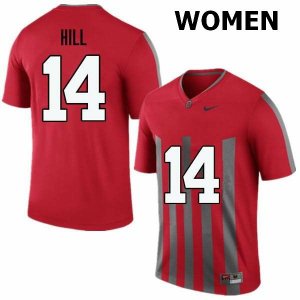 Women's Ohio State Buckeyes #14 KJ Hill Throwback Nike NCAA College Football Jersey Breathable UOE6444UO